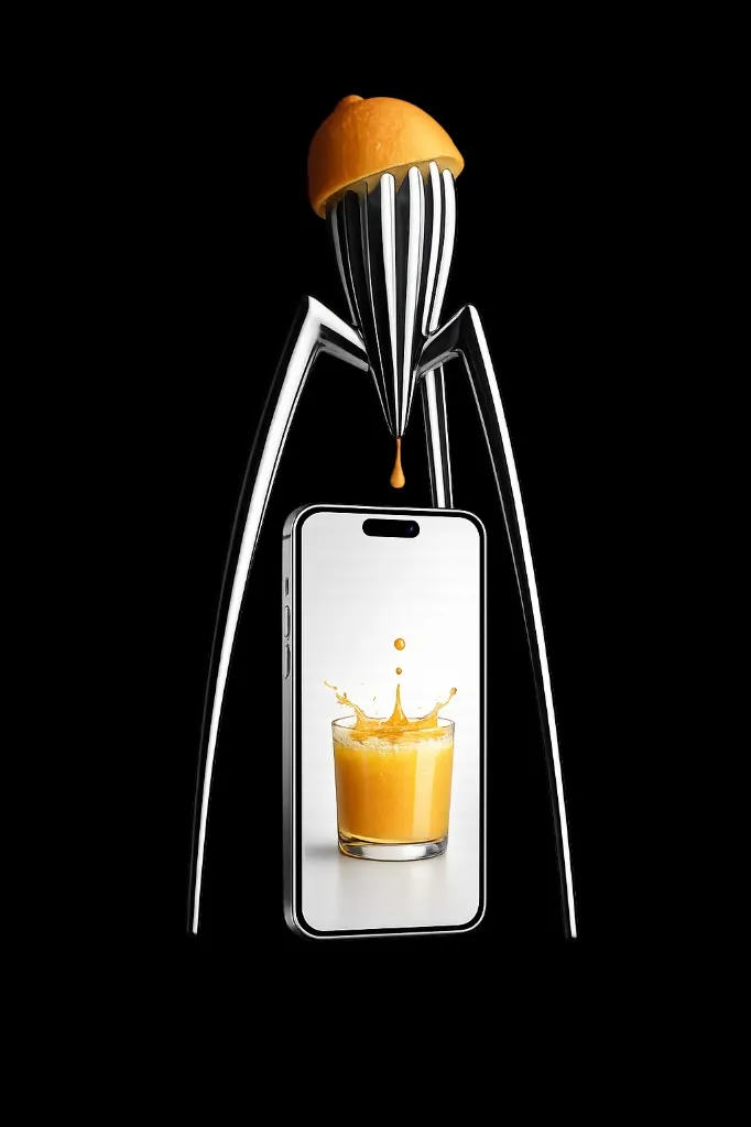 Philippe Starck Juicy Salif with smartphone